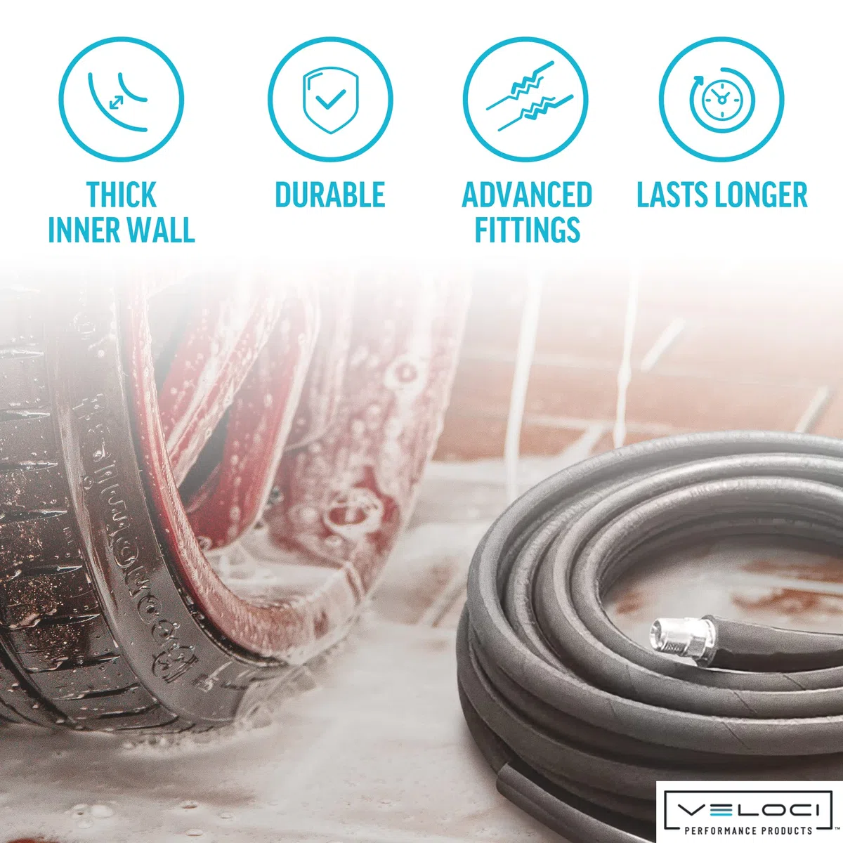 Mtm Hydro Kobrajet 4000 Psi 310 grados 100' manguera de lavado a presión negra 3/8"