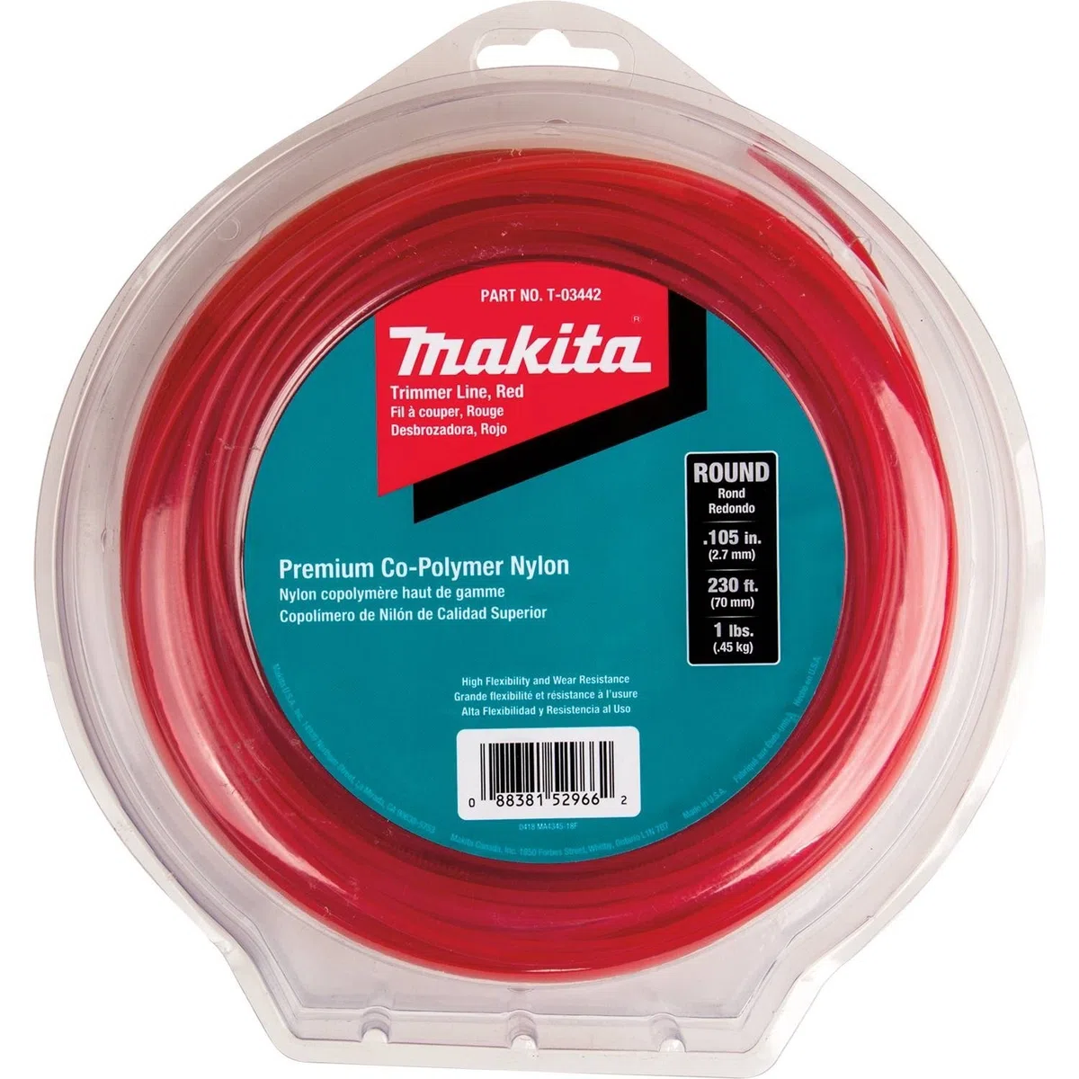 Makita, Red, T-03442 Round Line, 0,105, 230', 1 LB