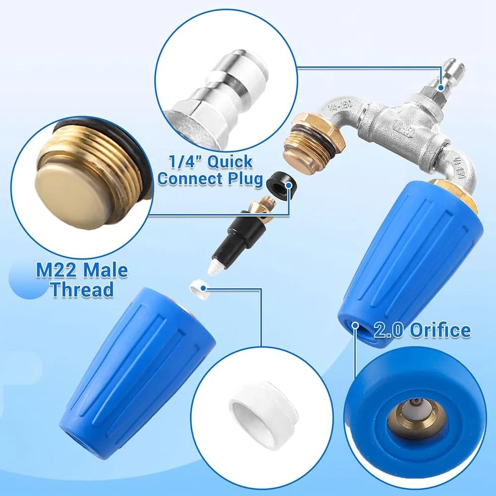Lavadora A Presión con Boquilla Turbo 4 en 1, Lavadora A Presión con Boquilla Turbo Dual, Boquilla Turbo Giratoria con Conector Rápido de 1/4 Pulgadas