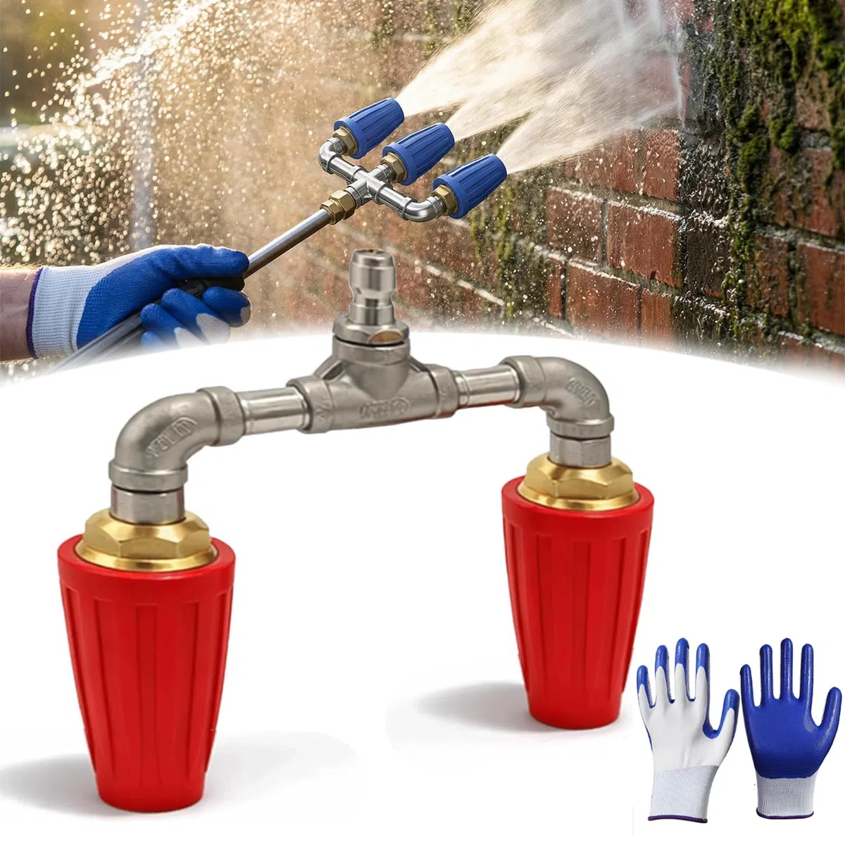 Puntas para hidrolimpiadoras, 3 Boquilla TurboAltaPresión 4000 PSI 360 1/4 Conexión Rápida 2.5 Orificio Multicolor FloorGarden(Red-a)
