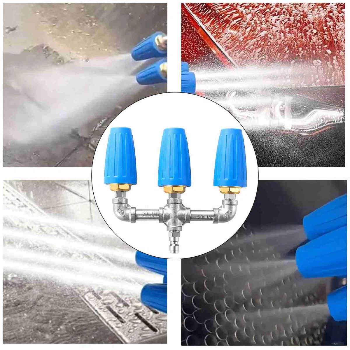KIMISS Boquilla 3 en 1 de Alto Rendimiento, Orificio 2.0, 4000 PSI, Boquilla para Lavadora a Presión Giratoria de 360 ​​grados con Conector Rápido de 1/4 de Pulgada, el Mejor Rendimiento