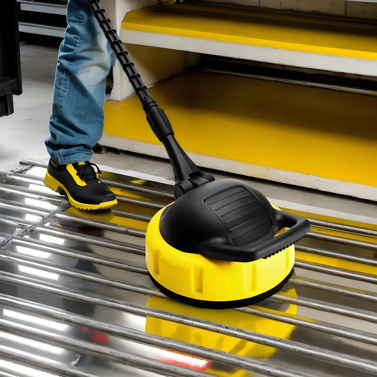 Cepillo Para Hidrolavadora Accesorio Hidrolimpiadora Mango Largo | Con Adaptador Multiusos Para Suministros, Calzadas, Patios, Revestimientos, Aceras, Hormigón, Y Ladrillo