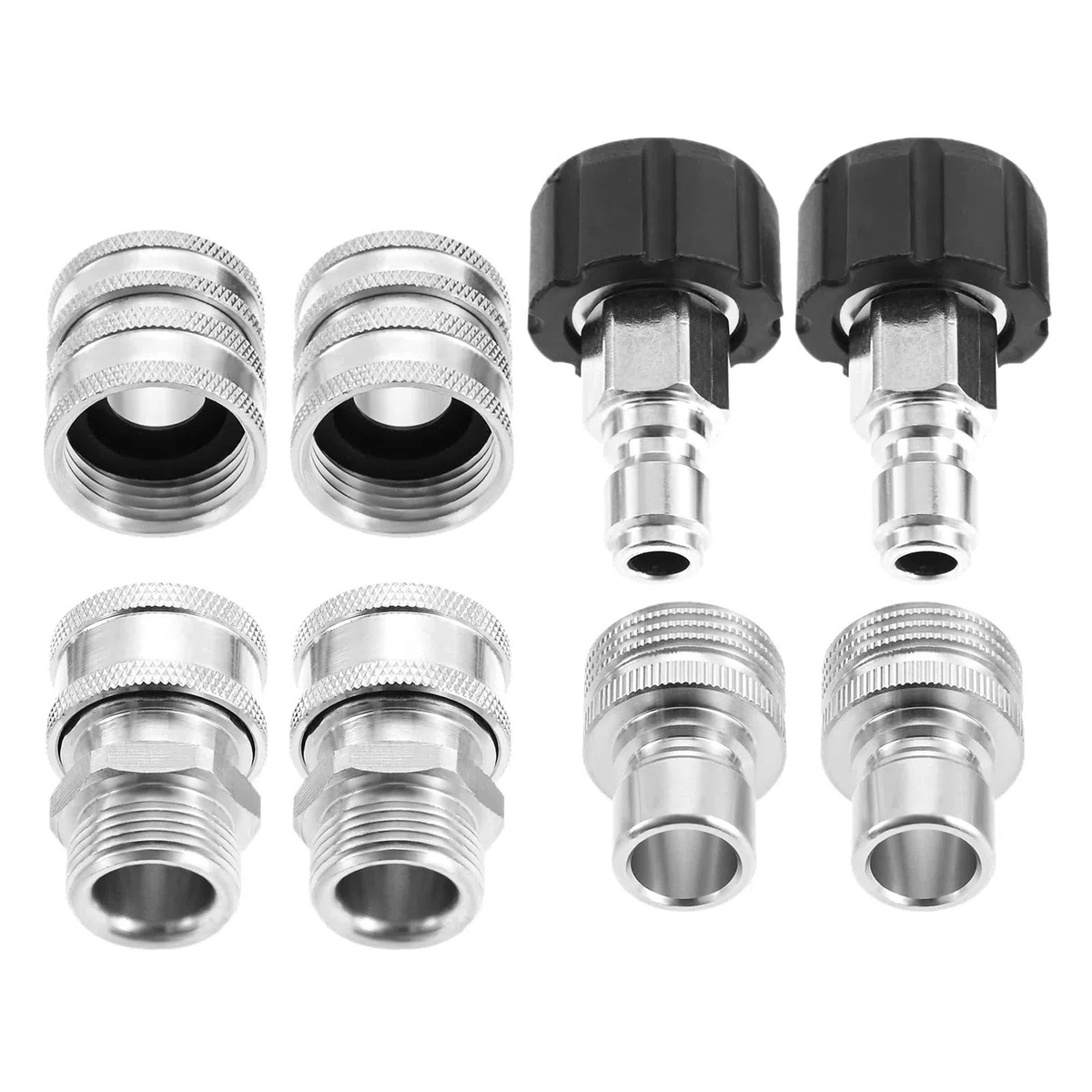 Adaptadores para lavadora a presión de acero inoxidable, 8 Uds., M22 giratorio a 3/8 ", conexión rápida 3/4" a 1/2 "para manguera pistola
