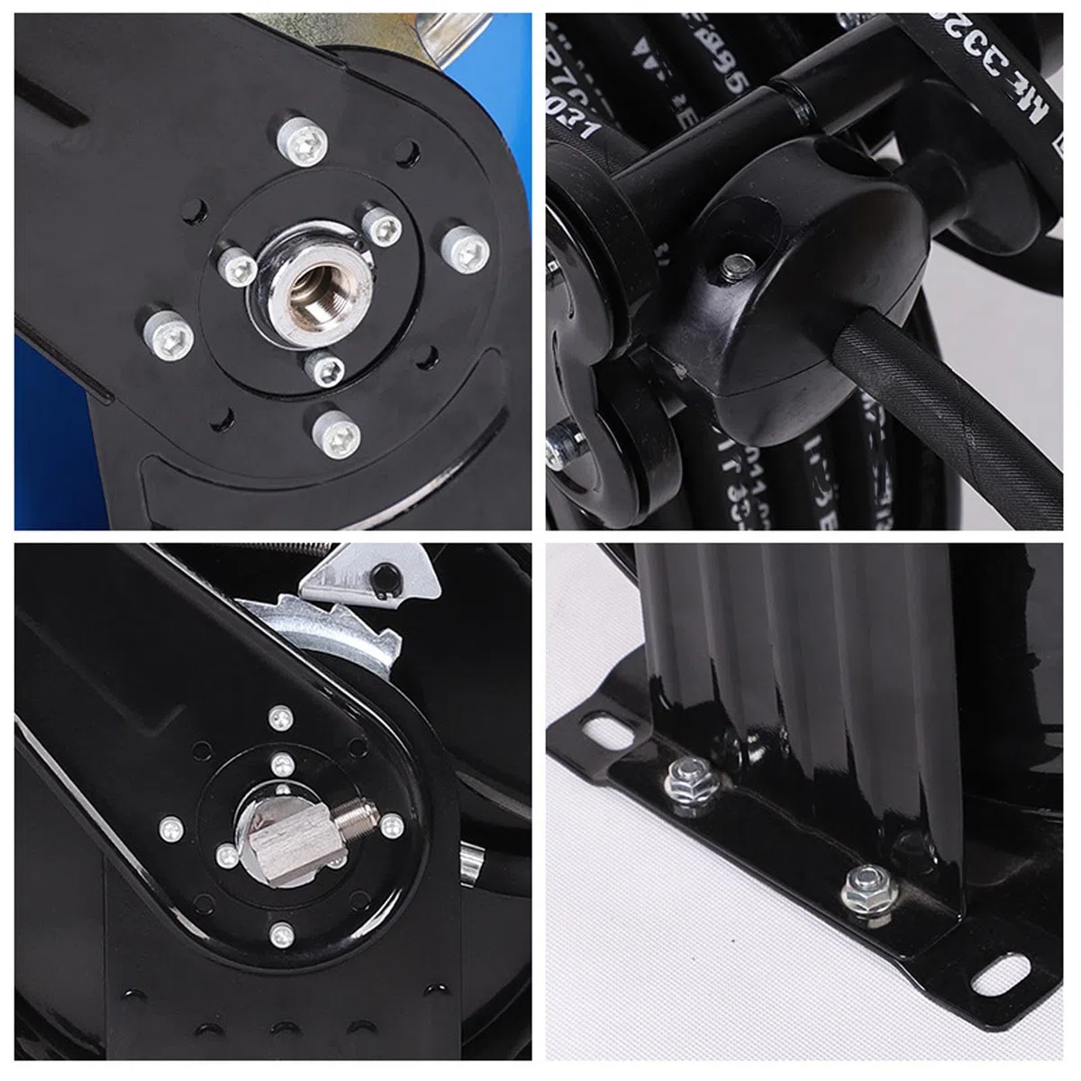 Carrete de Manguera para Lavadora a Presión, 2 Brazos, 3/8 Pulgadas X 49,21 Pies, Retráctil, Rebobinado Automático, Carrete de Manguera de Lavado a Presión de Acero Resistente
