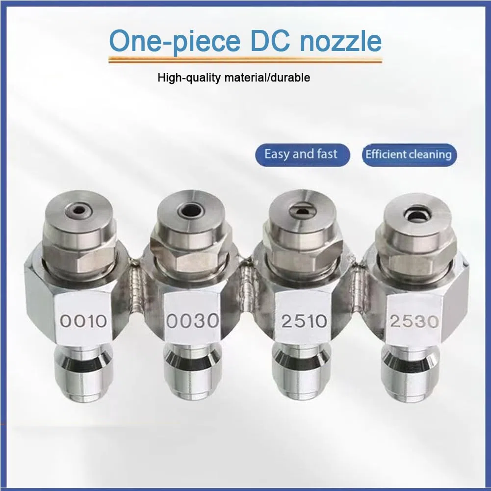 Boquilla de pulverización de abanico plano, Punta de pulverización ventilador plano acero inoxidable 4 vías 4000PSI 2-3GPM 1/4 pulgadas Conexión rápida 2 piezas(2pcs)