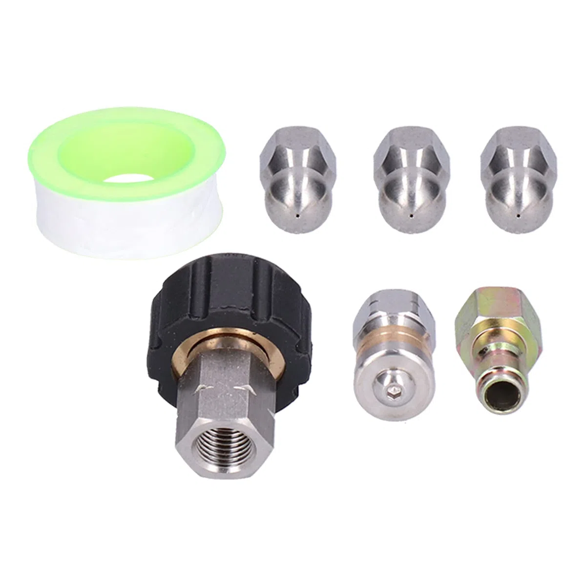 Kit de Limpieza de desagües con Manguera para desatascos y Chorro a presión, Manguera de 10 Metros para Lavadora a presión con Conector rápido y Boquilla giratoria, para el