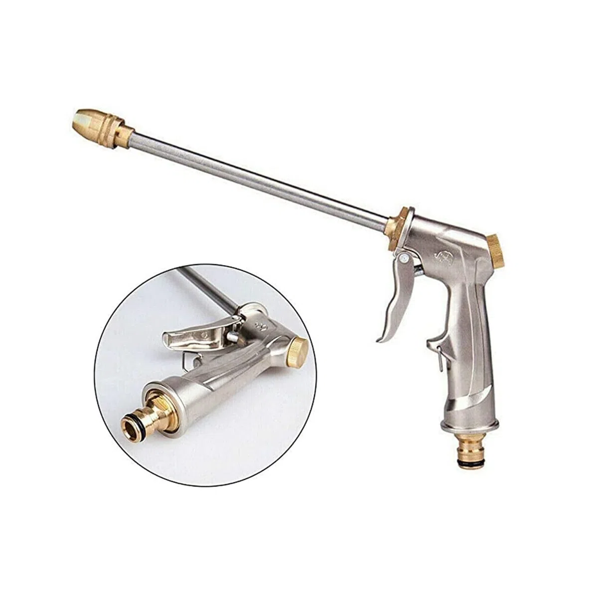 Pistola pulverizadora for manguera de jardín, lavadora de alta presión ajustable con agua, boquillas de espuma metálica for lavado de coches, aspersor de riego fácil de usar