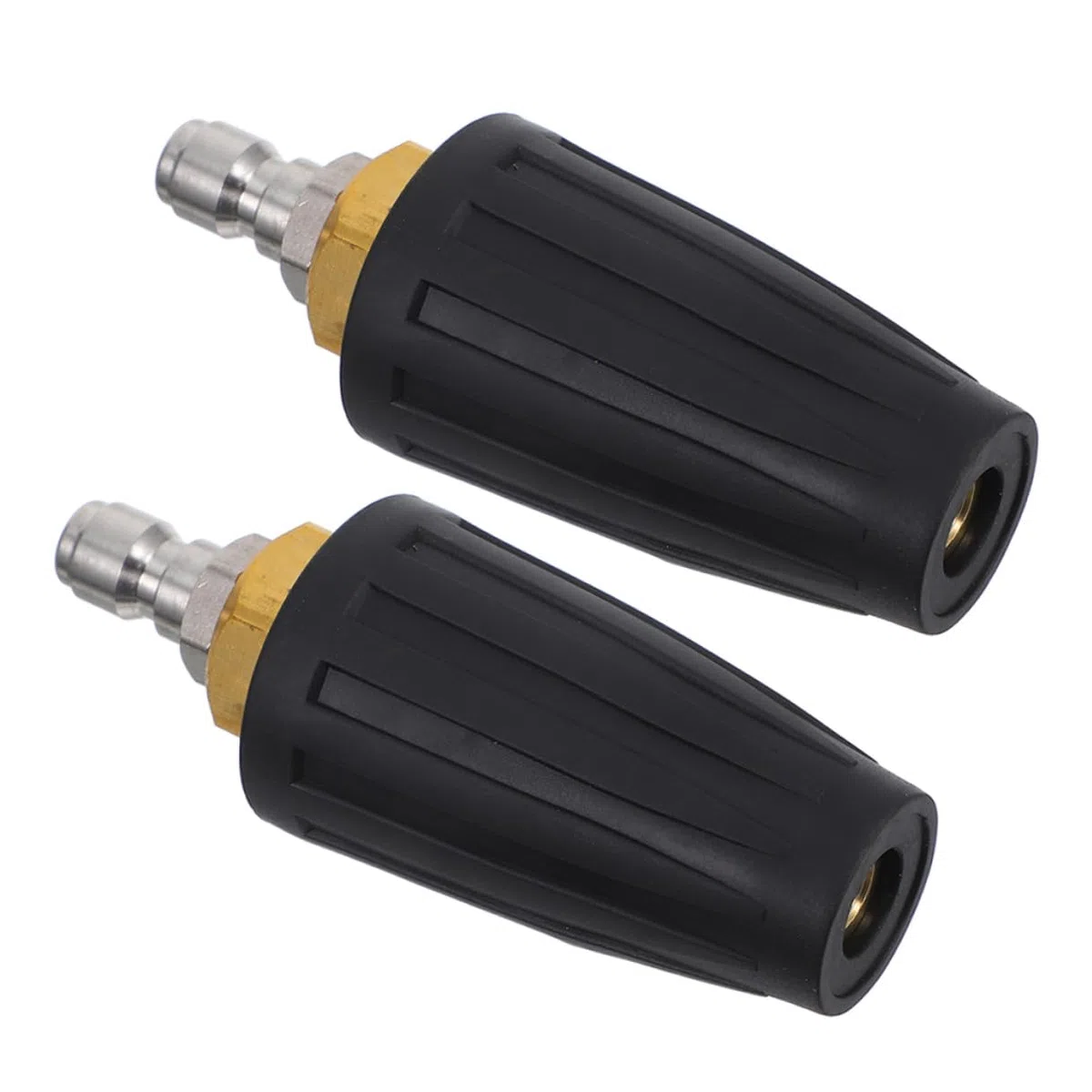 Boquilla Turbo Giratoria para Hidrolimpiadora 1/4' 4000 Psi, 2 Piezas | Negro, Acero Inoxidable, Latón y Goma, Modo de Pulverización Giratorio, Mecanizado Preciso para Lavado de Coche y Jardín