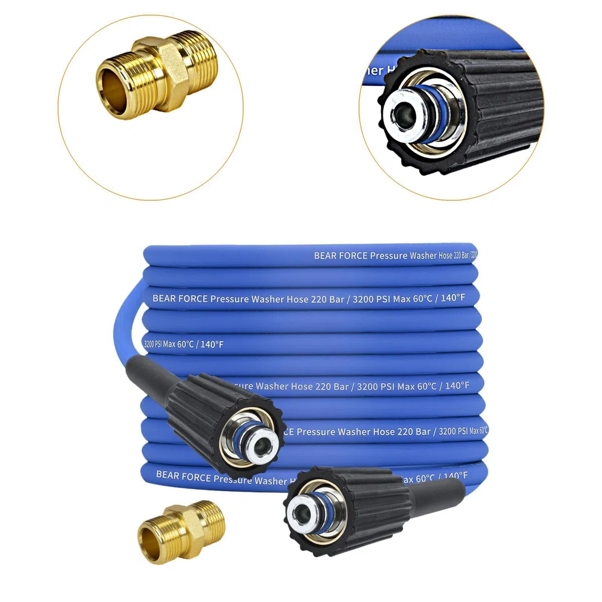 MagiDeal Manguera de extensión Universal para Lavado a Alta presión, Rosca M22, fácil instalación, 3200 PSI, para Uso Profesional en Pisos comerciales, a