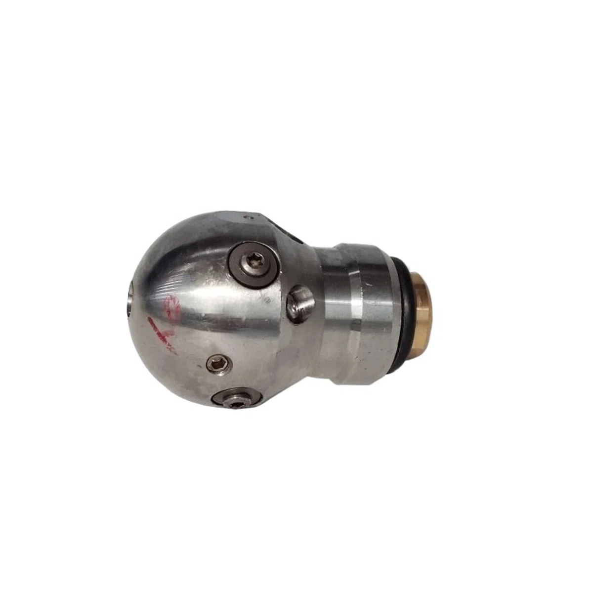Boquilla bola rotativa de alcantarilla inox, rosca hembra 3/8 | Para limpiar tuberias y alcantarillas, 1 orificio frontal y 2 traseros, para tubos 300-1000mm(3I8 Female 40LPM)