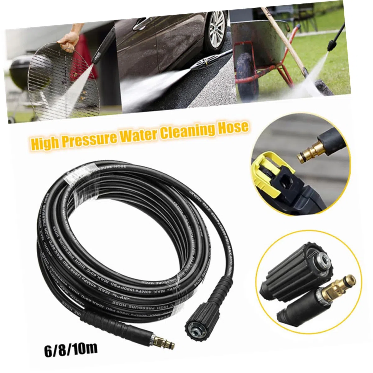 Gatuida Manguera de Plástico Pvc Uso para Agua Fría para Lavadora de Alta Presión Adecuado para Limpieza de Autos y Calentador de Agua de Coche