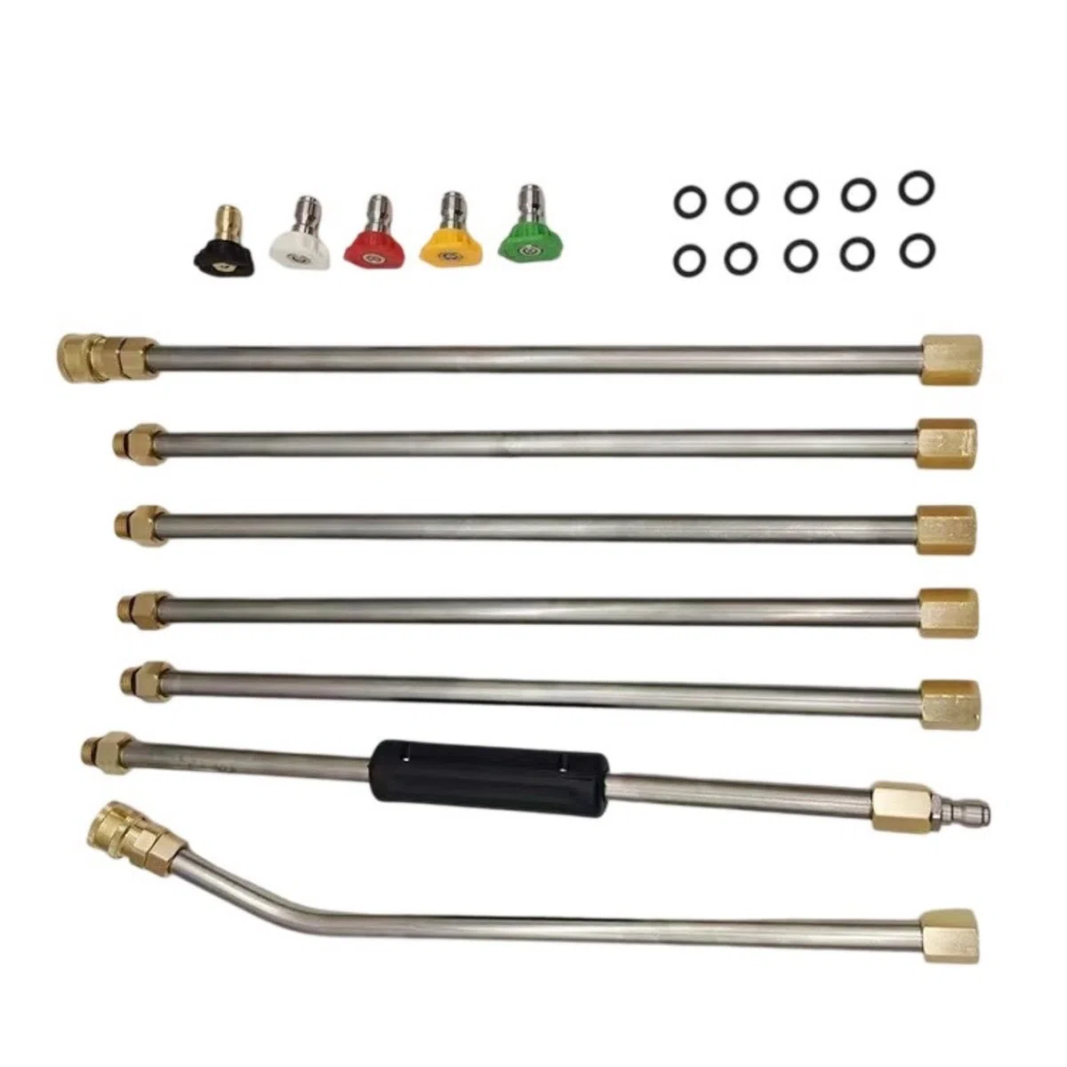 Kits de varita de extensión de lavadora de alta presión con boquillas de 5 grados y lanzas de acero inoxidable con varilla curvada para coche