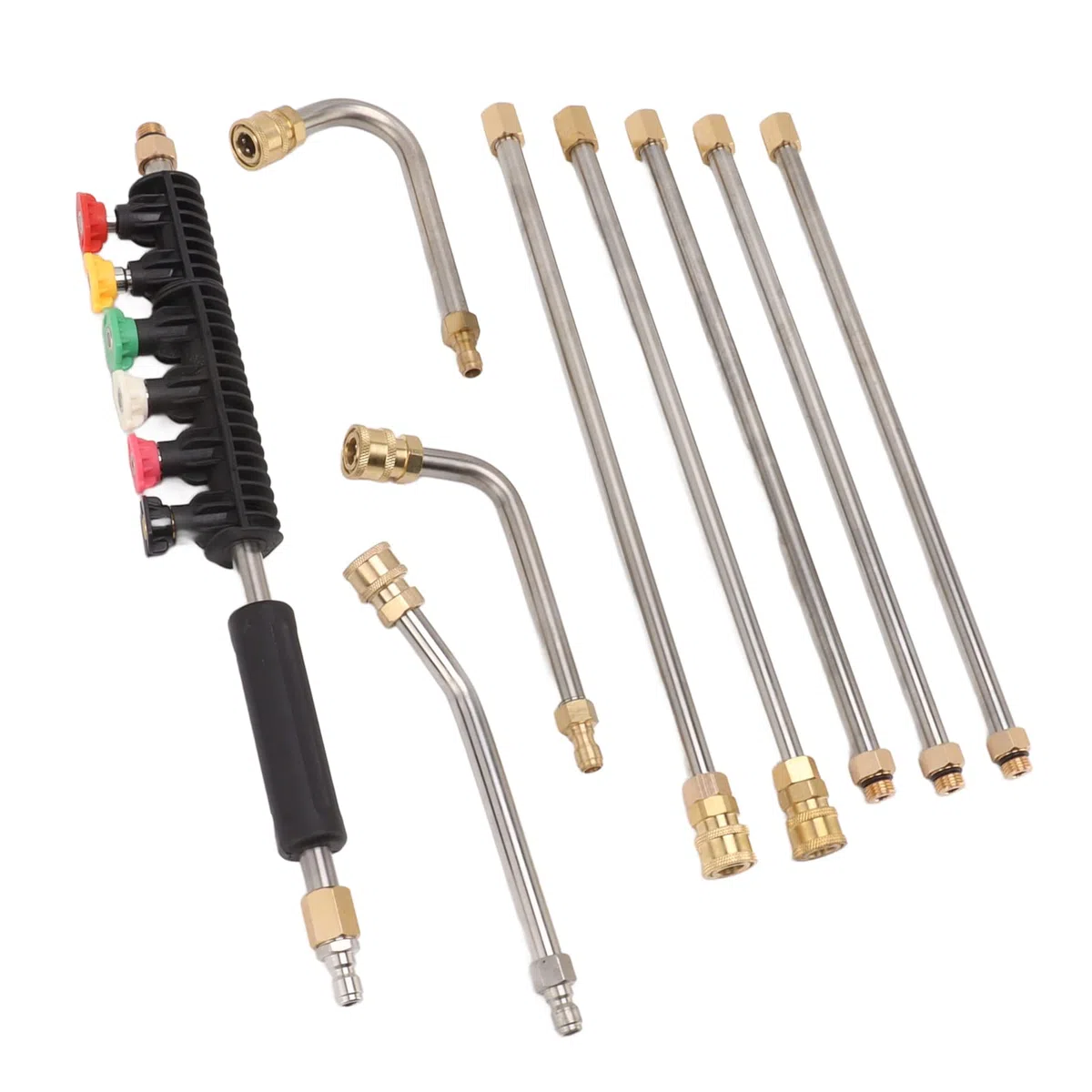 Annadue Varita de Extensión para Lavadora a Presión, Juego de 5 Varillas Rectas y 3 Varillas Curvas, Lanza para Lavadora Eléctrica con 6 Boquillas, Conexión Rápida de 1/4 Pulgadas para Limpieza de