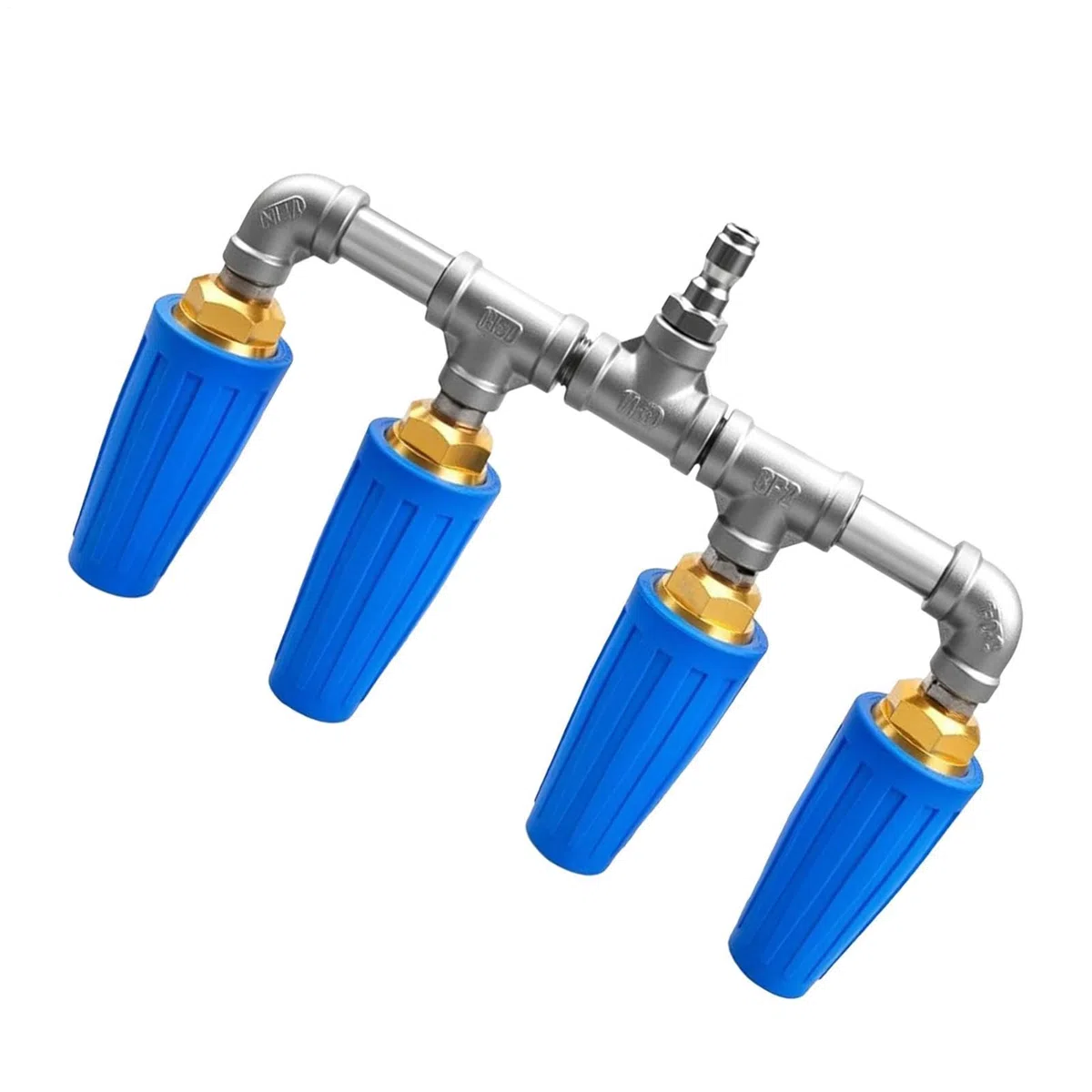 Boquilla Giratoria para Hidrolimpiadora Cuádruple de Acero Inoxidable | Manguera Alta Presión Boquilla Para LavadoCoches, Riego, Jardinería, Limpieza Patios,