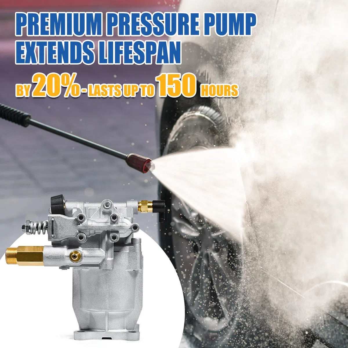 TOOLCY Bomba de repuesto para lavadora a presión horizontal de eje de 3/4 pulgadas, 3200 PSI @ 2.5 GPM, bomba de repuesto para lavadoras a presión de gas, compatible con Honda, Simpson, Ryobi y más