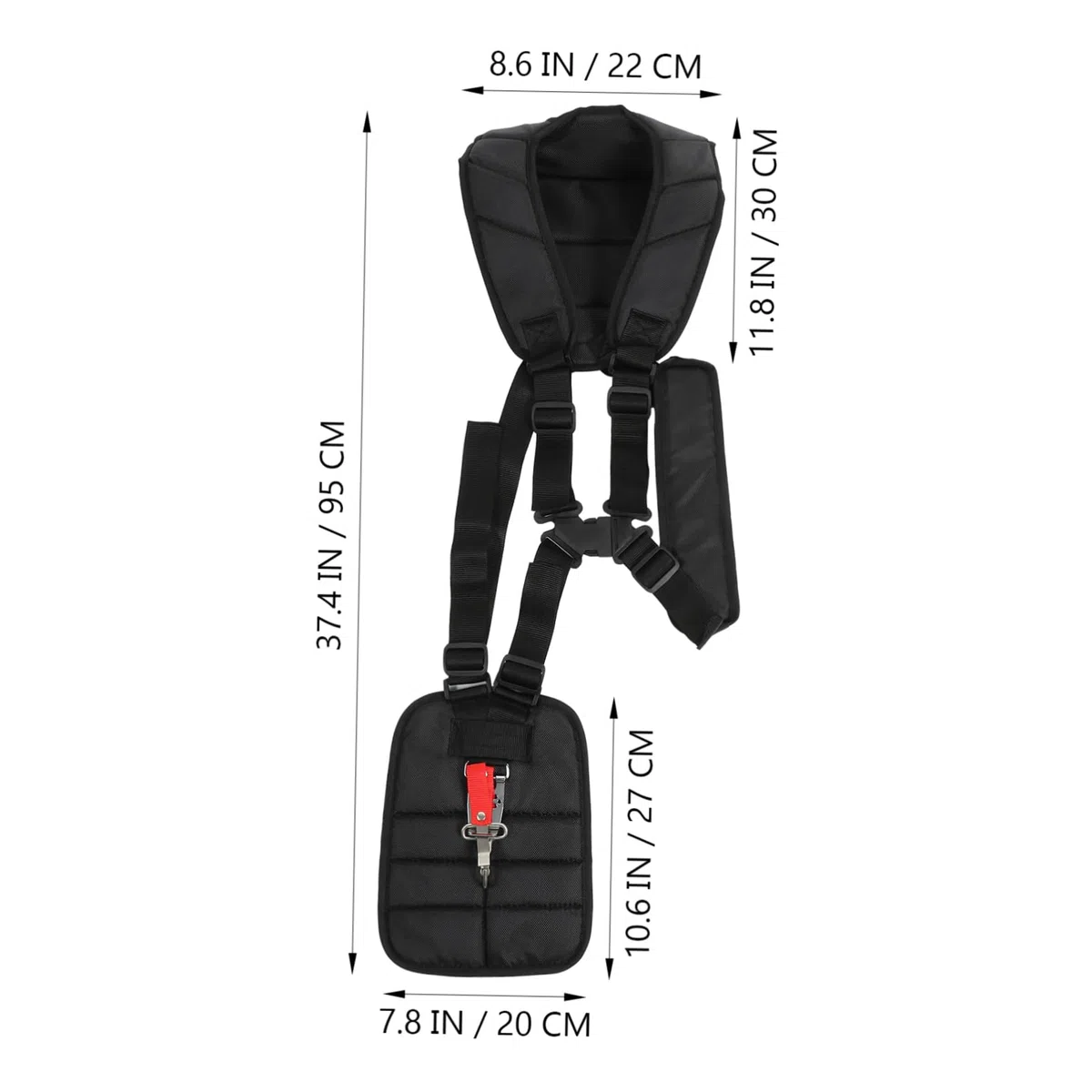 GALPADA Correa para Desbrozadora Doble Hombro de Nylon Negra | Gancho de Transporte y Pinzas, Fijación Rápida y Liberación Fácil, para Trimmers y Strimmers