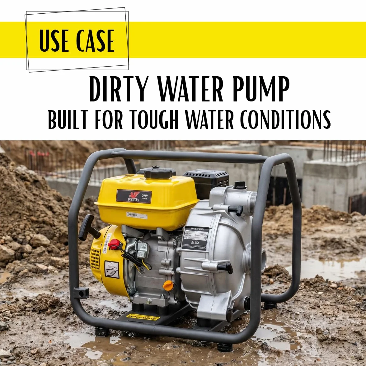 ✦ WASPPER WP20D-P ✦ Bomba de Agua Sucia De Uso Rudo & Portable con Tasa de Flujo de 30 000 l/hr ✦ Elevación de Agua de 28 m ✦ 3 600 RPM Motor de Gasolina de 4 Tiempos y Accesorios incluidos
