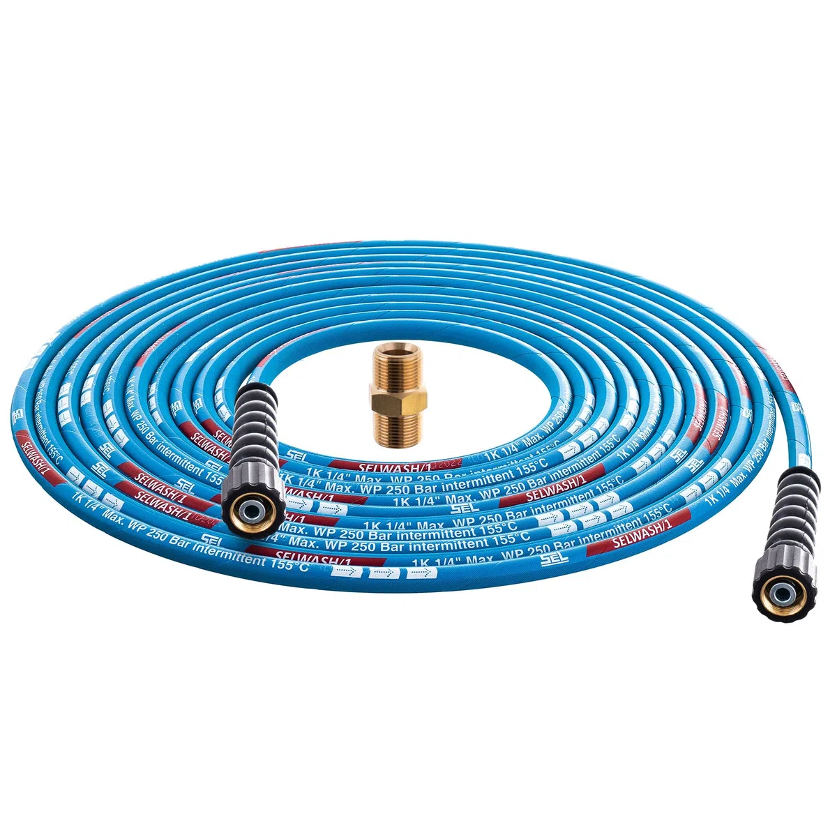 Tubo de manguera para limpiadora de alta presión - Recambio de manguera de extensión Kärcher - 250bar DN6 Profi M22x1,5 Manguera de alta presión para Kärcher HD HDS - Azul - Manguera de 15 m