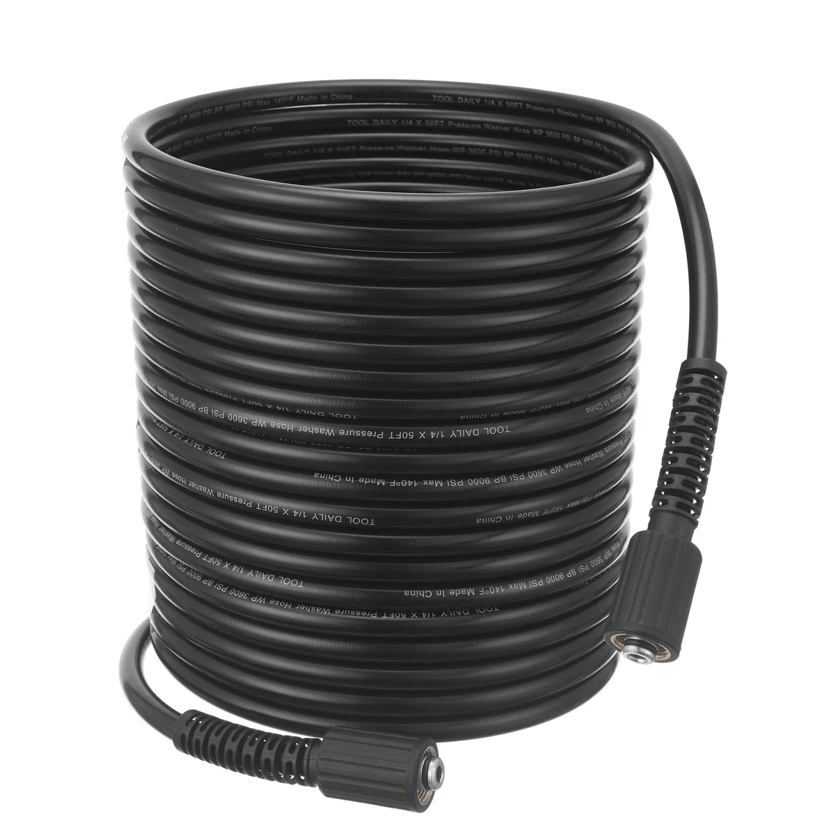 Tool Daily Manguera de lavado de alta presión de 50 pies x 1/4 pulgadas, 3600 PSI, M22 de 14 mm, manguera de repuesto para la mayoría de marcas