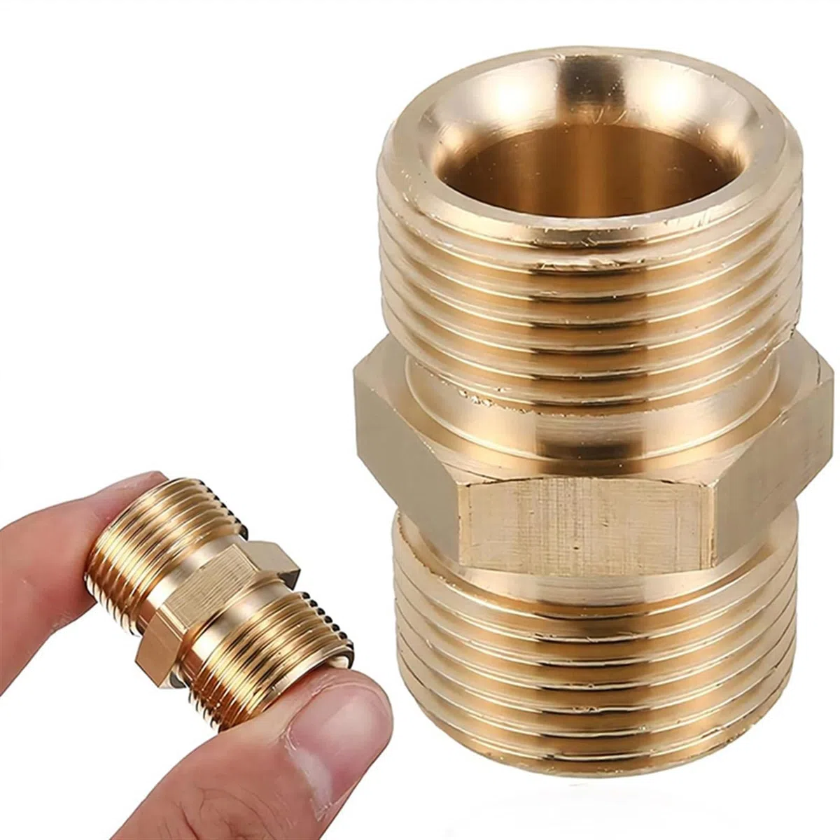 Accesorios para hidrolimpiadoras de Alta presión, Acoplador de extensión de Manguera for hidrolavadora, métrico, M22-14 mm, Macho a Macho, latón, 5000 PSI(C)