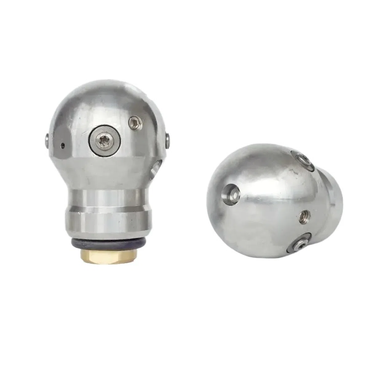 Boquilla bola rotativa de alcantarilla inox, rosca hembra 3/8 | Para limpiar tuberias y alcantarillas, 1 orificio frontal y 2 traseros, para tubos 300-1000mm(3I8 Female 40LPM)
