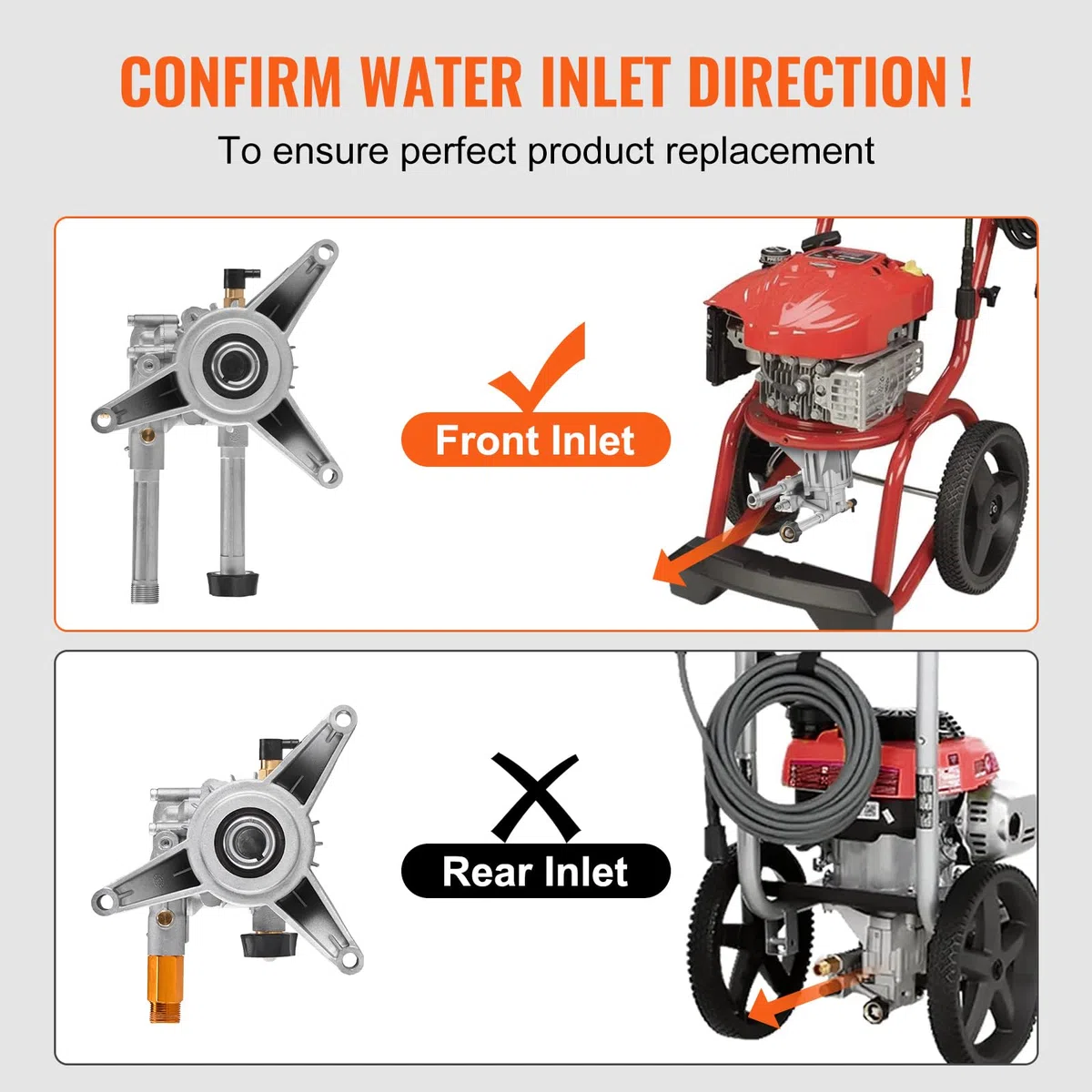 VEVOR Bomba para Hidrolavadora con Eje Vertical de 22,2mm 3100 PSI 2,5 GPM, Kit de Repuesto para Hidrolavadora con 5 Boquillas, Herrajes y Tubo de Sifón, Compatible con Honda, Troy Bilt, PowerStroke