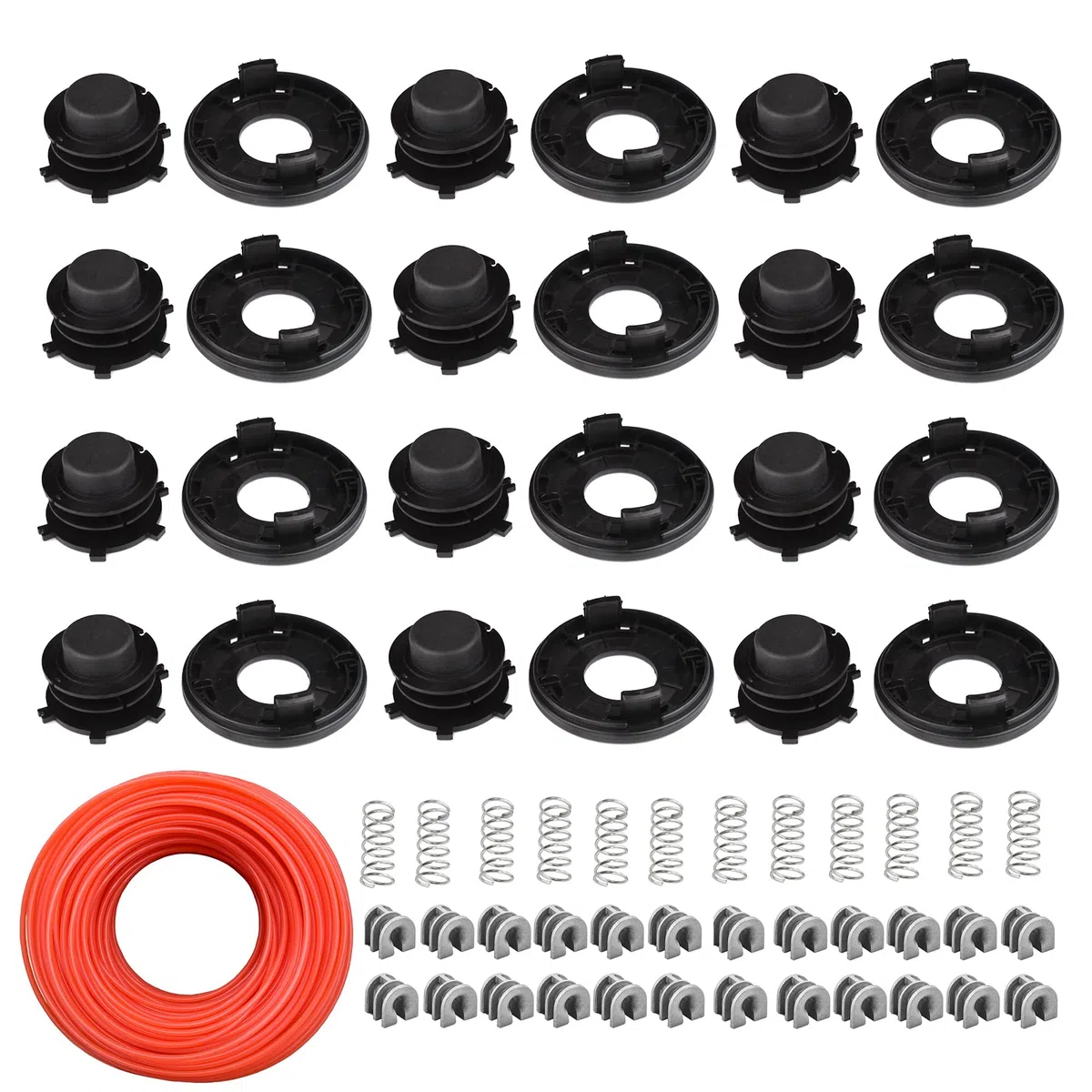 Paquete de 12 juegos de tapa de carrete de tapa de resorte con línea de recortadora de 0.08 pulgadas para recortadora Stihl 25-2 FS55 FS90 FS110