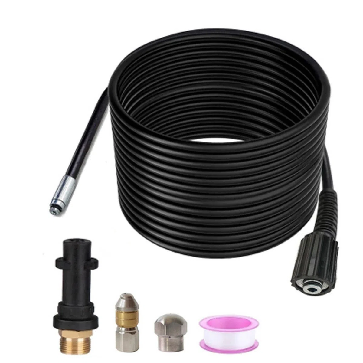 Colcolo Hidrolimpiadora de Alta Presión de Lavado Conducto Flexible Reforzado Pack de Racores con Estanqueidad Segura Adecuada para Desatascar Tuberías Lavar, 50 Pies