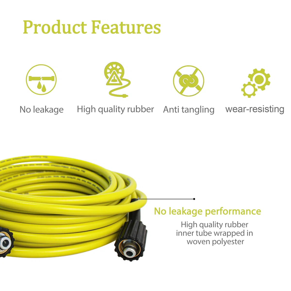 RY31HPH01 - Manguera flexible para lavadora a presión de 50 pies para repuesto de lavadora eléctrica Ryobi, manguera de repuesto resistente a torceduras de 1/4 pulgadas x 50 pies