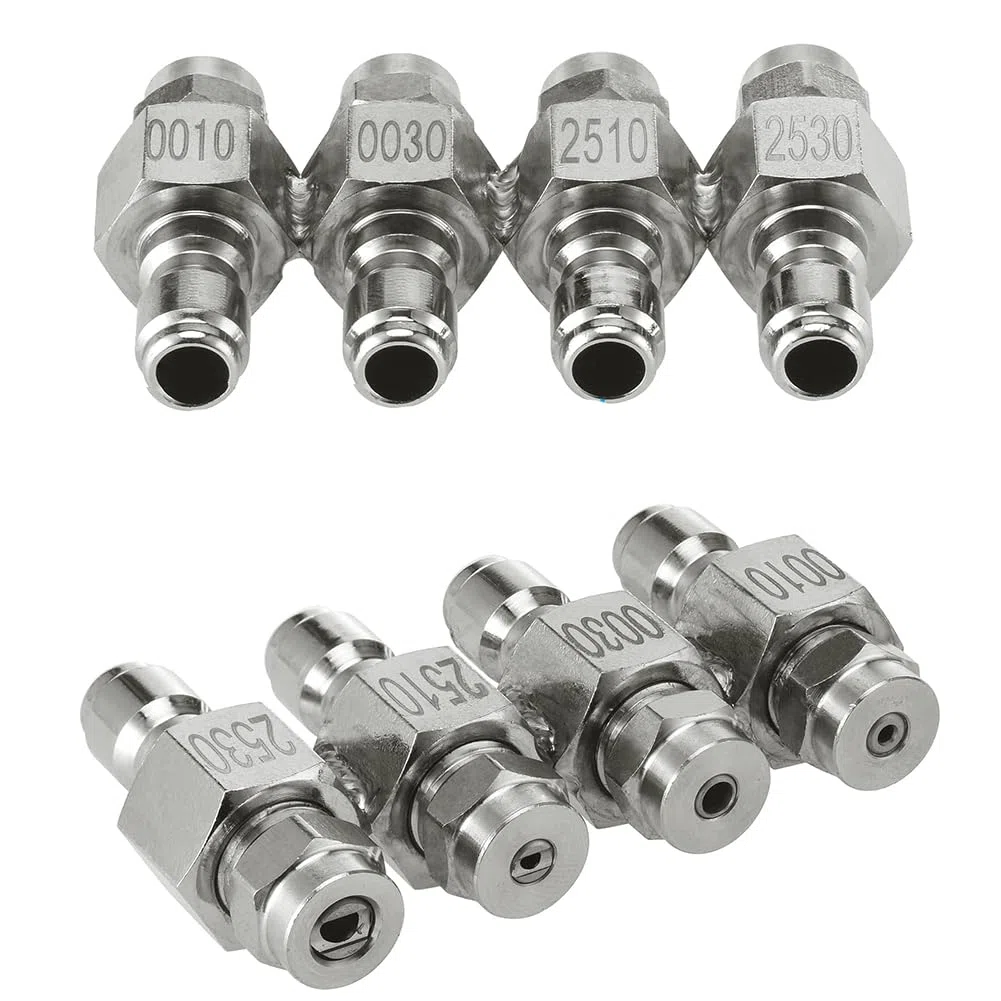 Boquilla de pulverización de abanico plano, Boquilla de lavado a presión conexión rápida acero inoxidable 4 en 1, modos, 4000PSI, 1/4 pulgadas, 2 uds(2pcs)