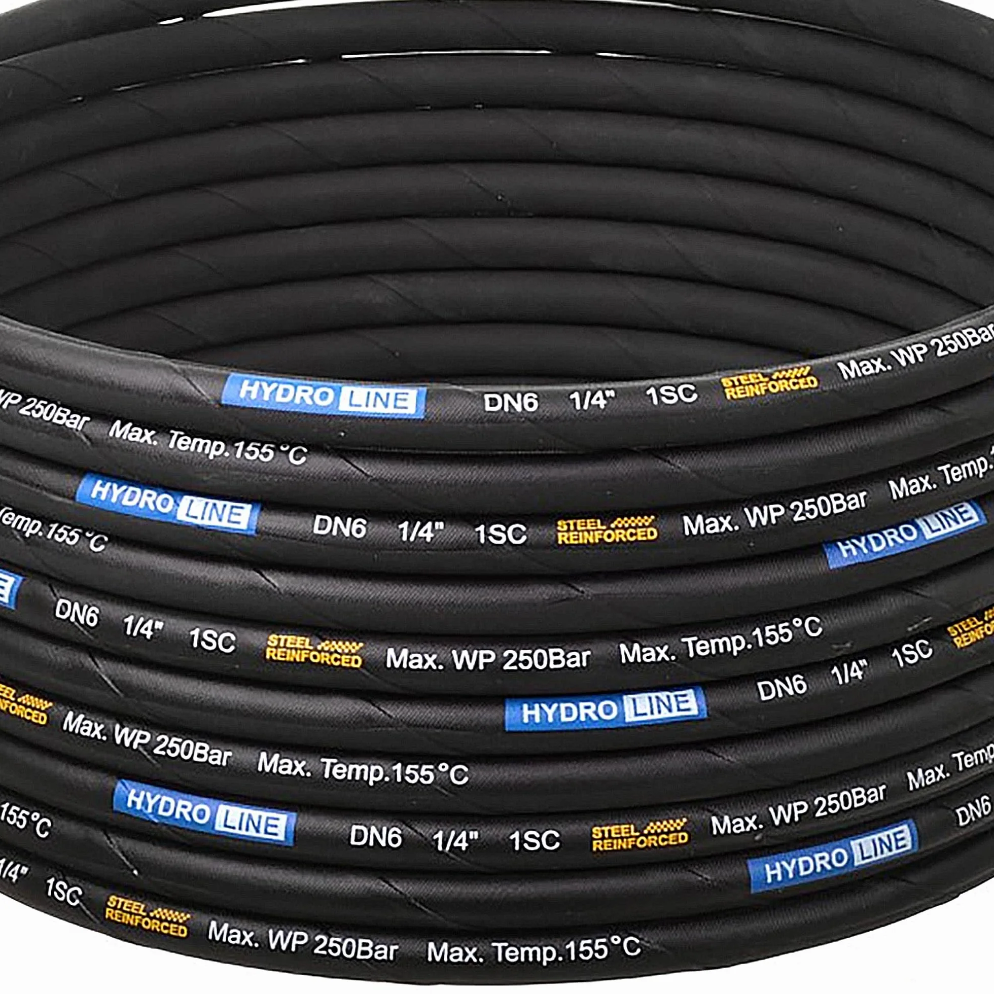 TECHKAR Manguera para Hidrolimpiadora + Manguera de Goma con Malla Trenzada de Acero - Compatible con Kärcher Wap Alto Kränzle y Otras W Rosca Macho M22-250bar Tuerca de Unión M22 Protección 10 m