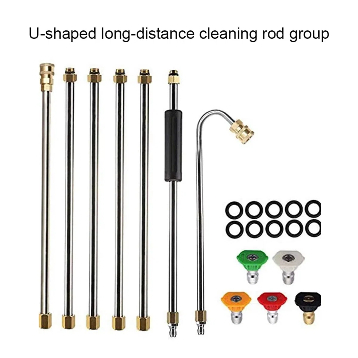 Varilla de extensión for hidrolimpiadoras con codo en U y conexión rápida 1/4", 4000 PSI, longitud total 256 cm, for largo alcance