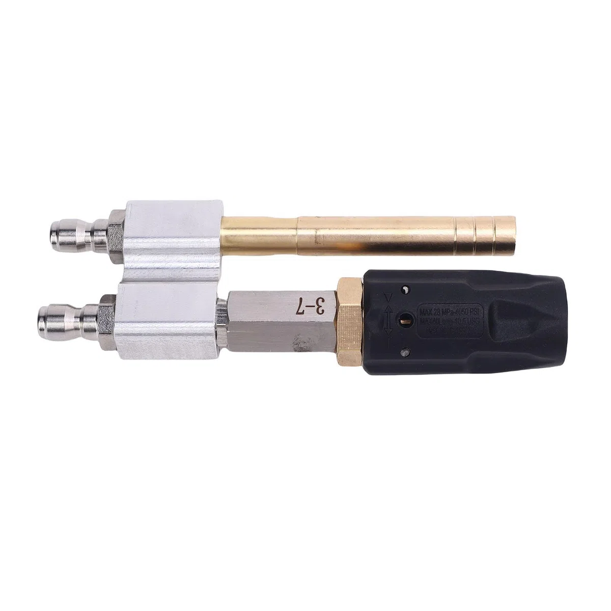 Boquilla para lavadora de alta presión - 1000 a 4050 PSI - Conexión rápida de 1/4 de pulgada - Accesorio giratorio M5 - Punta de lavado suave de 3 a 7 GPM - Ángulo de