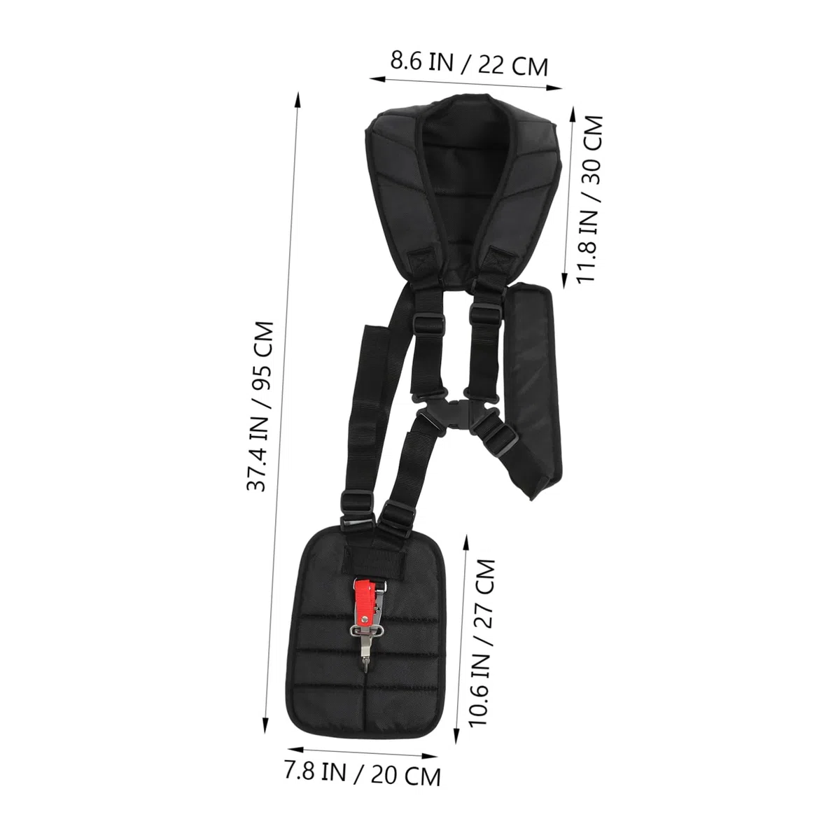 BESTonZON Correa Doble de Hombro para Desbrozadora de Nylon Negro | Gancho de Transporte y Pinzas, Ajuste Fácil de Poner y Quitar, Cintura Regulable para Recortadoras y Cortacésped