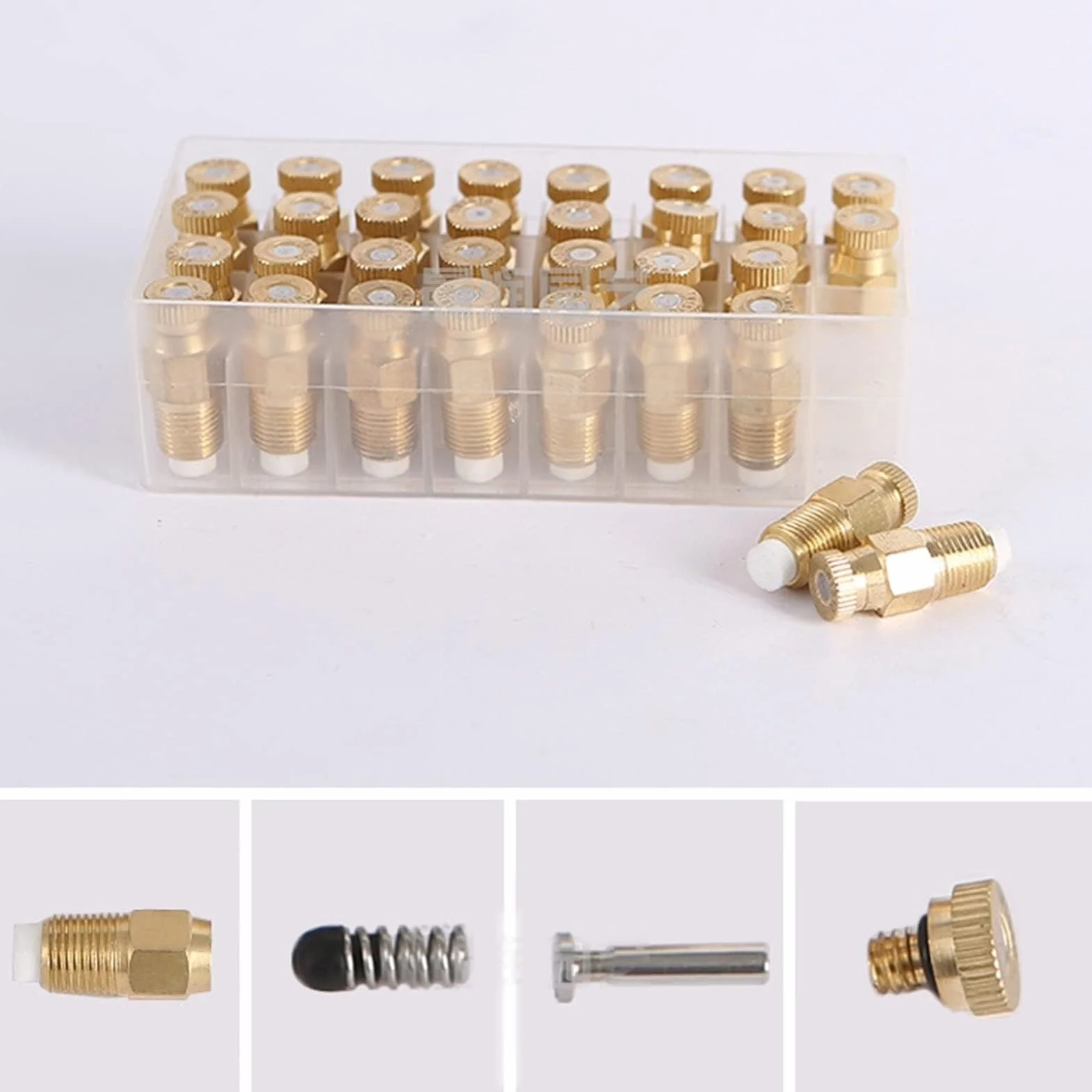 punta de pulverización en abanico plano, 50 Uds. Cabezales de repuesto de boquillas de nebulización de latón con filtro, 1/8" NPT | 0.3mm(0.012'')