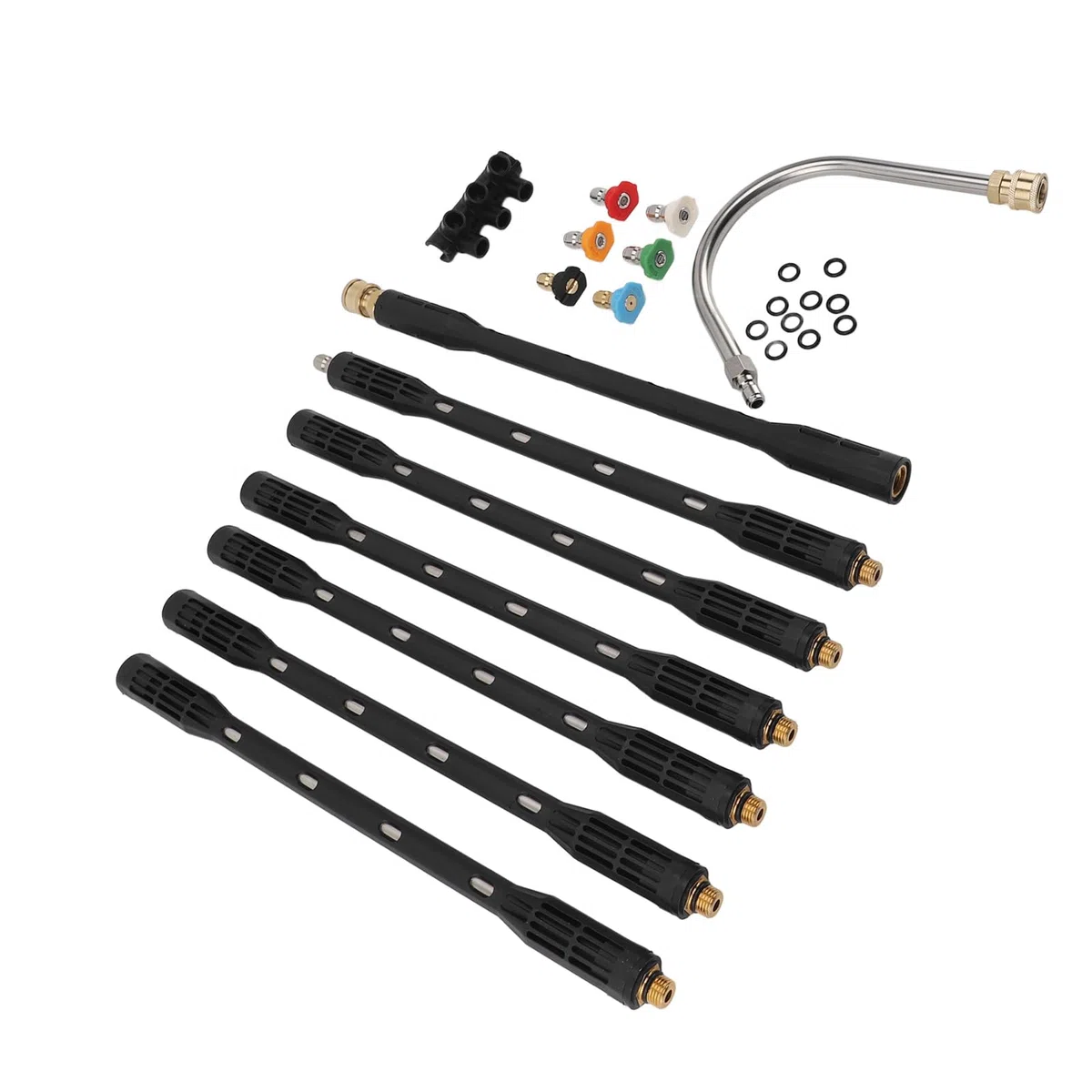 Lanza de extensión para hidrolavadora con Conector de 1/4 de Pulgada, Varilla de Acero Inoxidable para Limpieza de canalones con Carcasa Negra para techos y Paredes Exteriores.