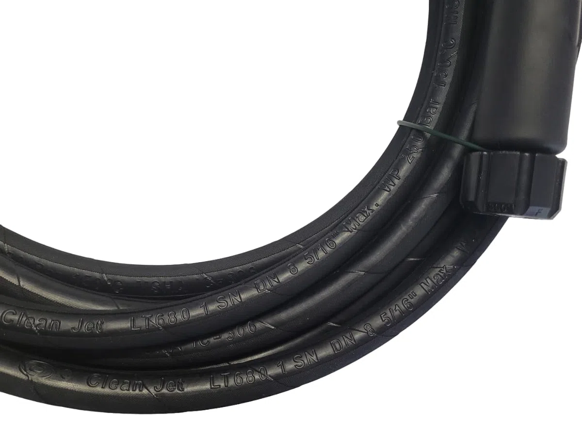 REINHOLD Manguera de limpieza de alta presión, manguera de alta presión de 15 m, conexión tuerca de unión M22 x 1,5 IG, manguera con protección contra torceduras, máx. 250 bar, compatible con Kärcher,