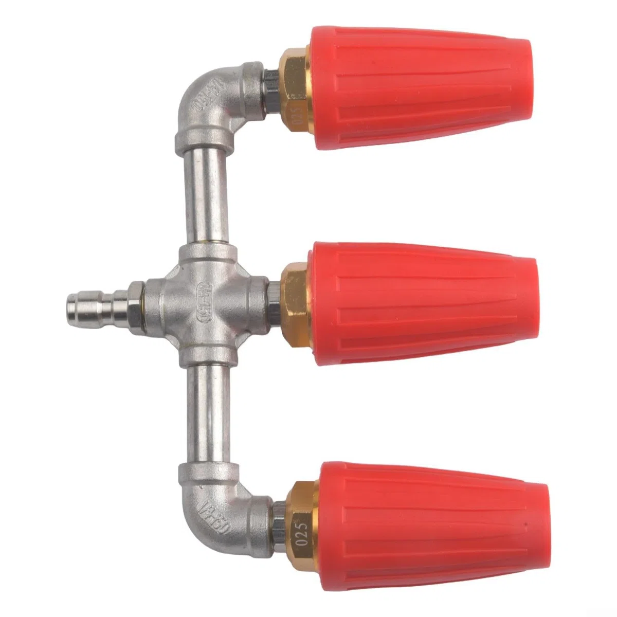 Boquilla de lavado a presión Triple Turbo | Pulverizador doble giratorio 360, conexión rápida de 1/4 pulgadas(Red)