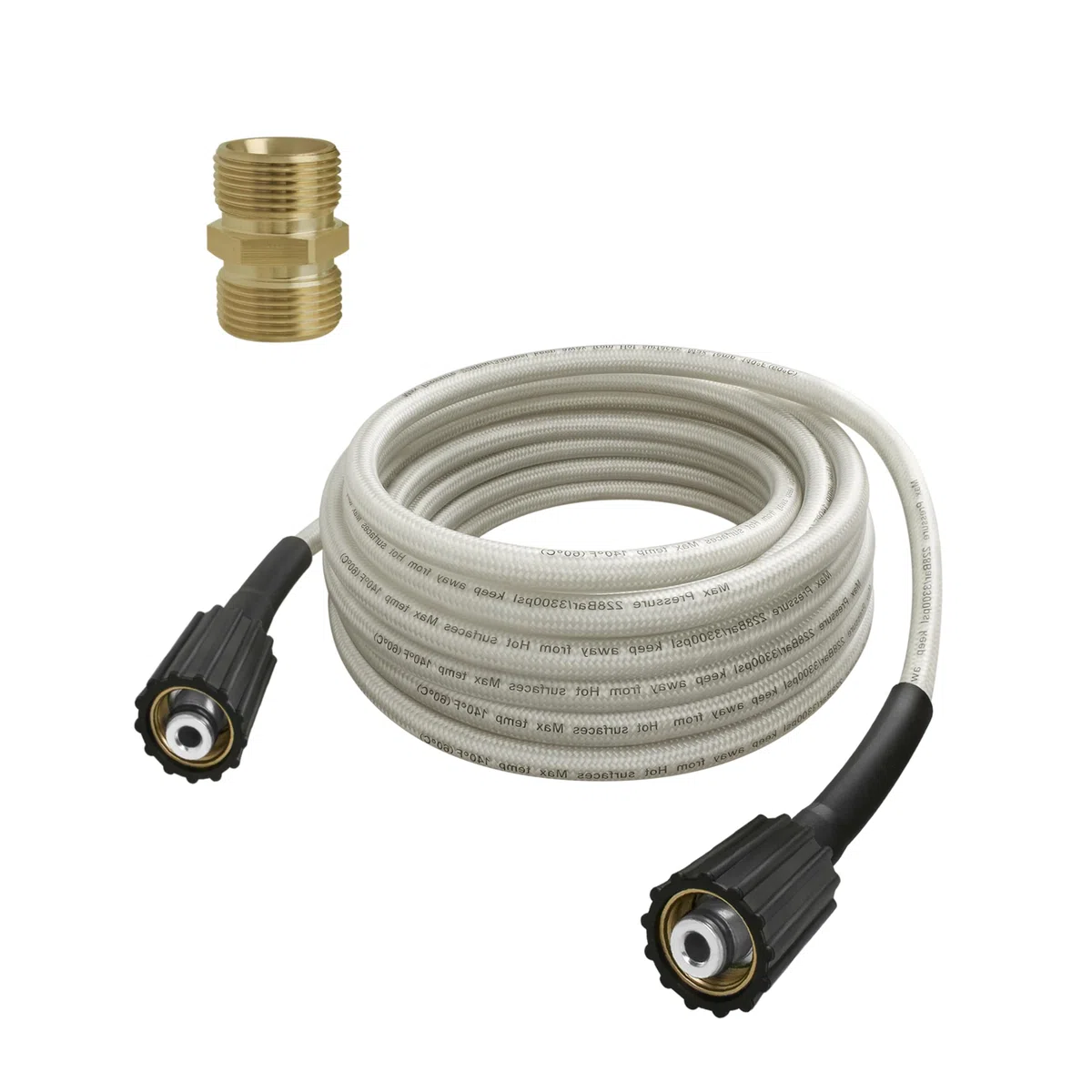 308835065 - Manguera de repuesto para manguera de lavado a presión Ryobi, modelo RY14122 y RY141900 (308835065-con accesorio M22-14 mm)