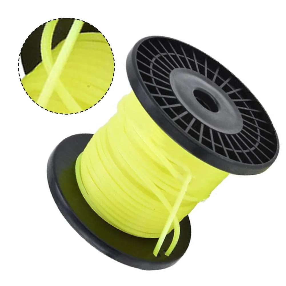 Hilo de corte cuadrado amarillo de 3 mm x 100 m, alambre de hierba de nailon para desbrozadoras, compatible con efco para Honda Bu-ko para kaaz y oleomac