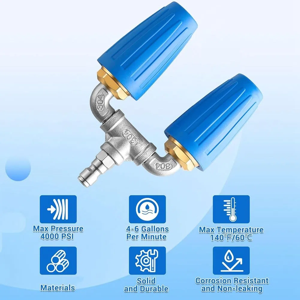 Lavadora A Presión con Boquilla Turbo 4 en 1, Lavadora A Presión con Boquilla Turbo Dual, Boquilla Turbo Giratoria con Conector Rápido de 1/4 Pulgadas