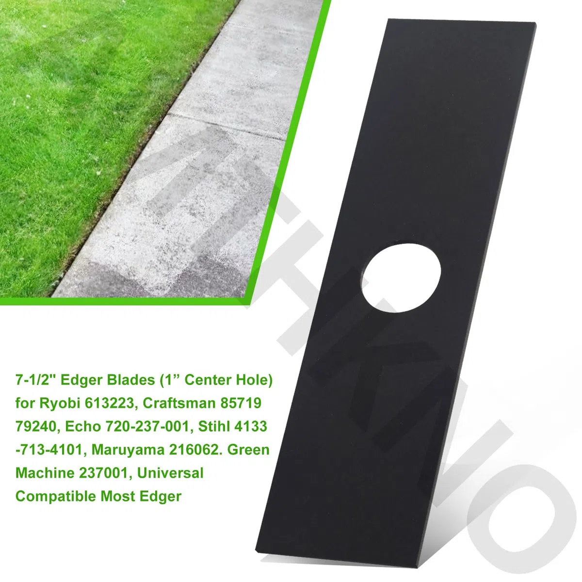 Paquete de 4 cuchillas de bordeadora de 7-1/2 pulgadas (agujero central de 1 pulgada), para Ryobi 613223, Craftsman 85719 79240, Echo 720-237-001, Stihl 4133-713-4101, Maruyama 216062. Green Machine