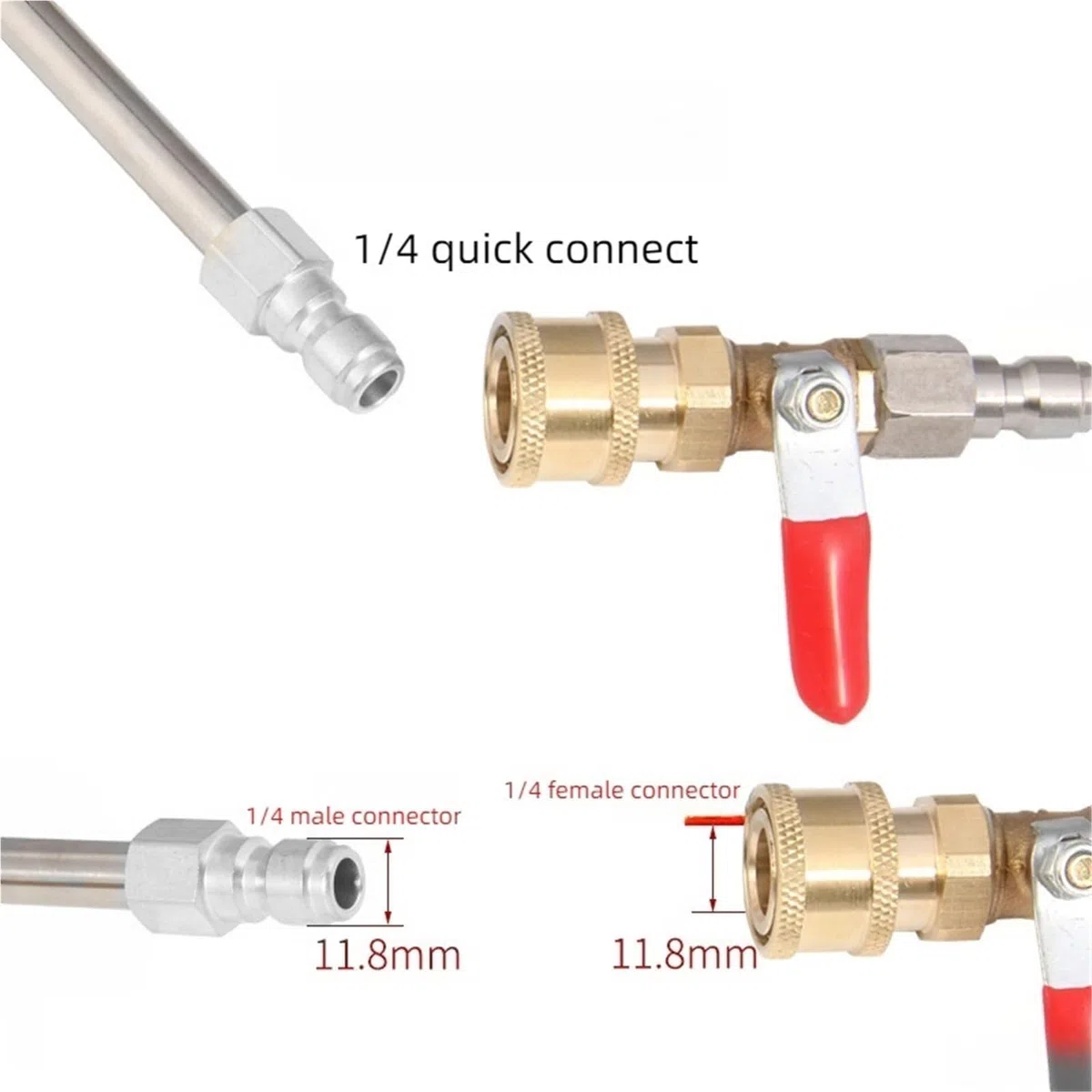 Varita de extensión para lavadora a presión Varilla de extensión for lavadora alta presión 1/4" con conexión rápida y válvula encendido/apagado(Short 90 degree)