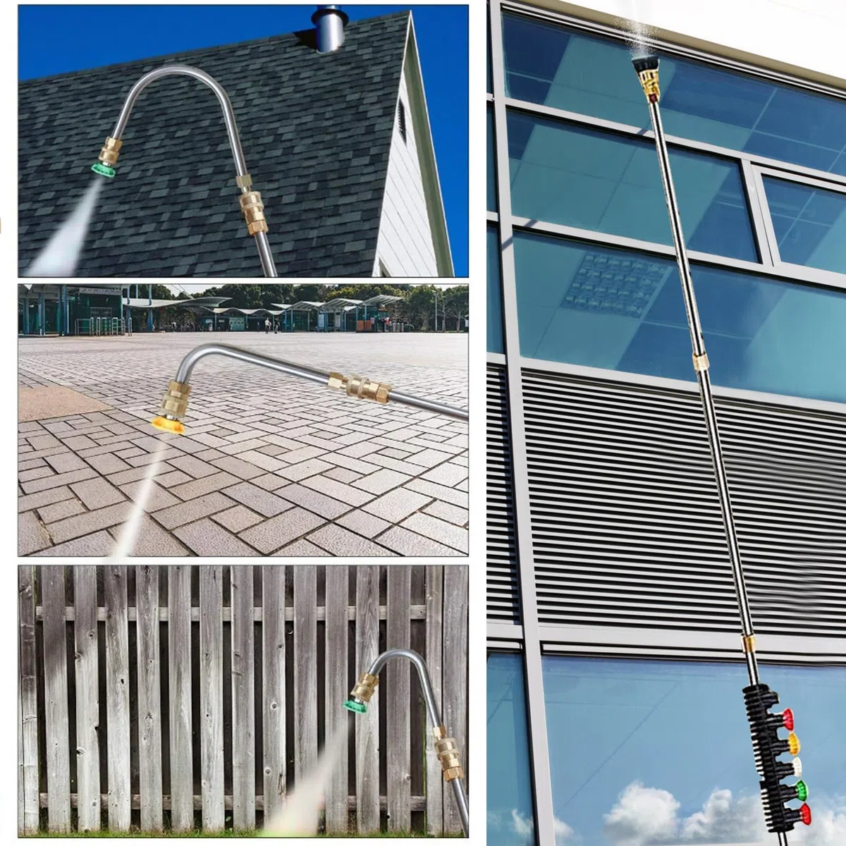 3M - Varita de extensión para lavadora de alta presión, pistola de extensión de lavado con 6 boquillas de pulverización, barra de limpieza de techo de canalón RV con conexión rápida de 1/4 pulgadas y