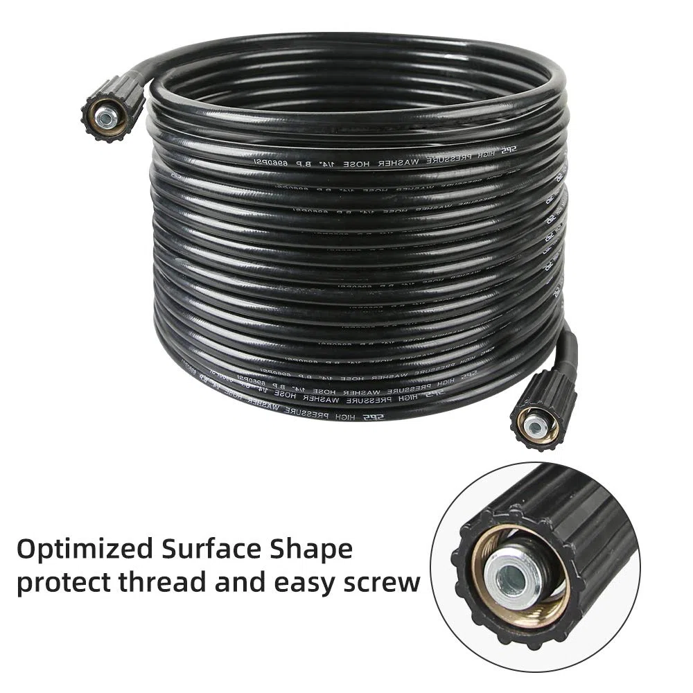 Manguera de lavado a presión de 50 pies x 1/4 pulgadas, manguera de repuesto para la mayoría de marcas, M22 14 mm o M22 15 mm, 3600 PSI