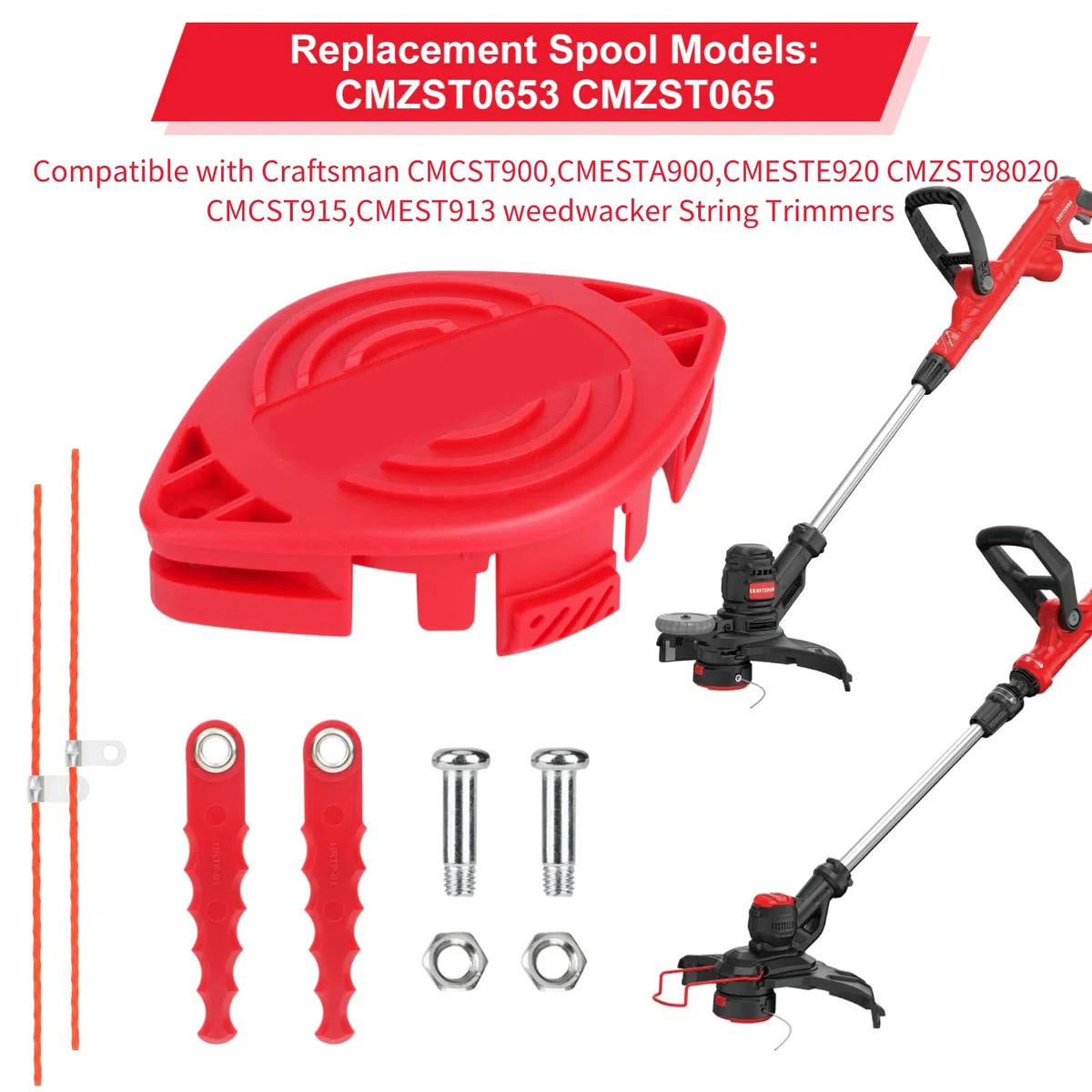 Paquete de 34 cuchillas de repuesto Quickload CMZST0653 y línea precortada de 0.12 pulgadas compatible con recortadoras Craftsman CMCST900 CMESTA900 CMESTE920 CMZST98020 CMCST915 CMEST913