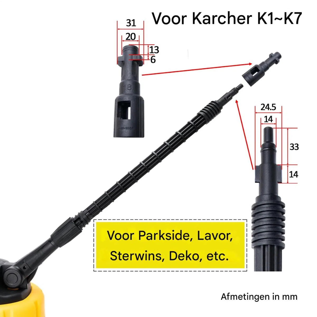 Limpiador Superficies Presión Accesorio Hidrolimpiadora Mango Largo | Limpiador de Patios Accesorios De Hidrolavadora Para Patios, Entradas, Terrazas, Aceras, Vallas, Coches, Camiones Y