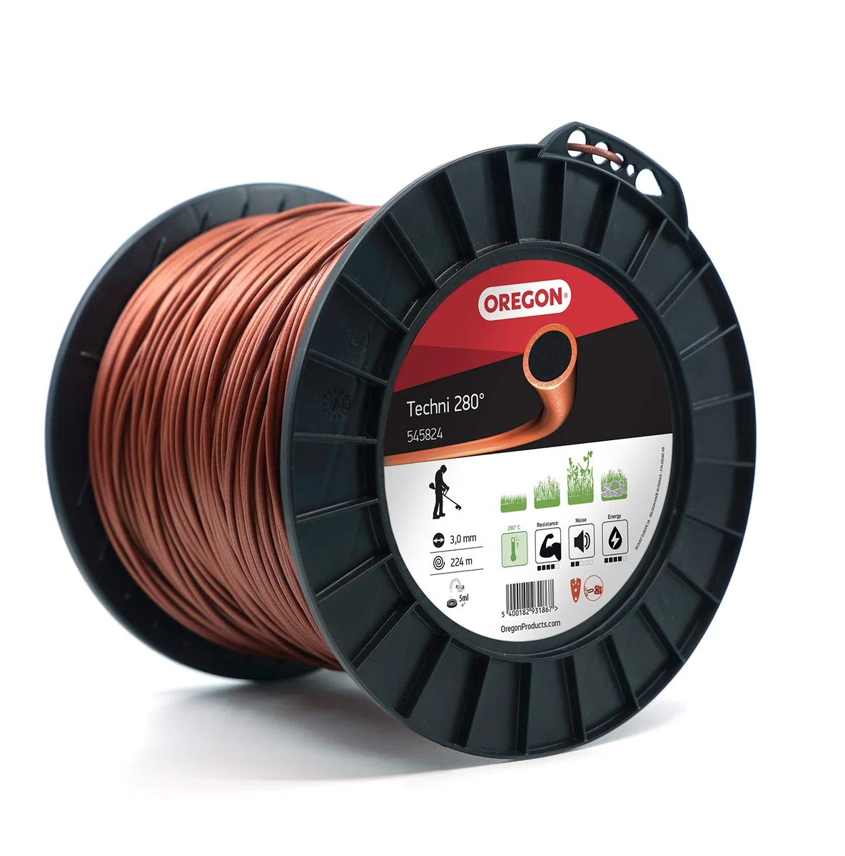Oregon Hilo Resistente al calor para Desbrozadora 3mm, Hierba, Maleza, Vegetación y más, Hilo de Nylon de Gran Resistencia, Compatible con la Mayoría de Modelos Estándar, 3.0mm x 224m (545824)