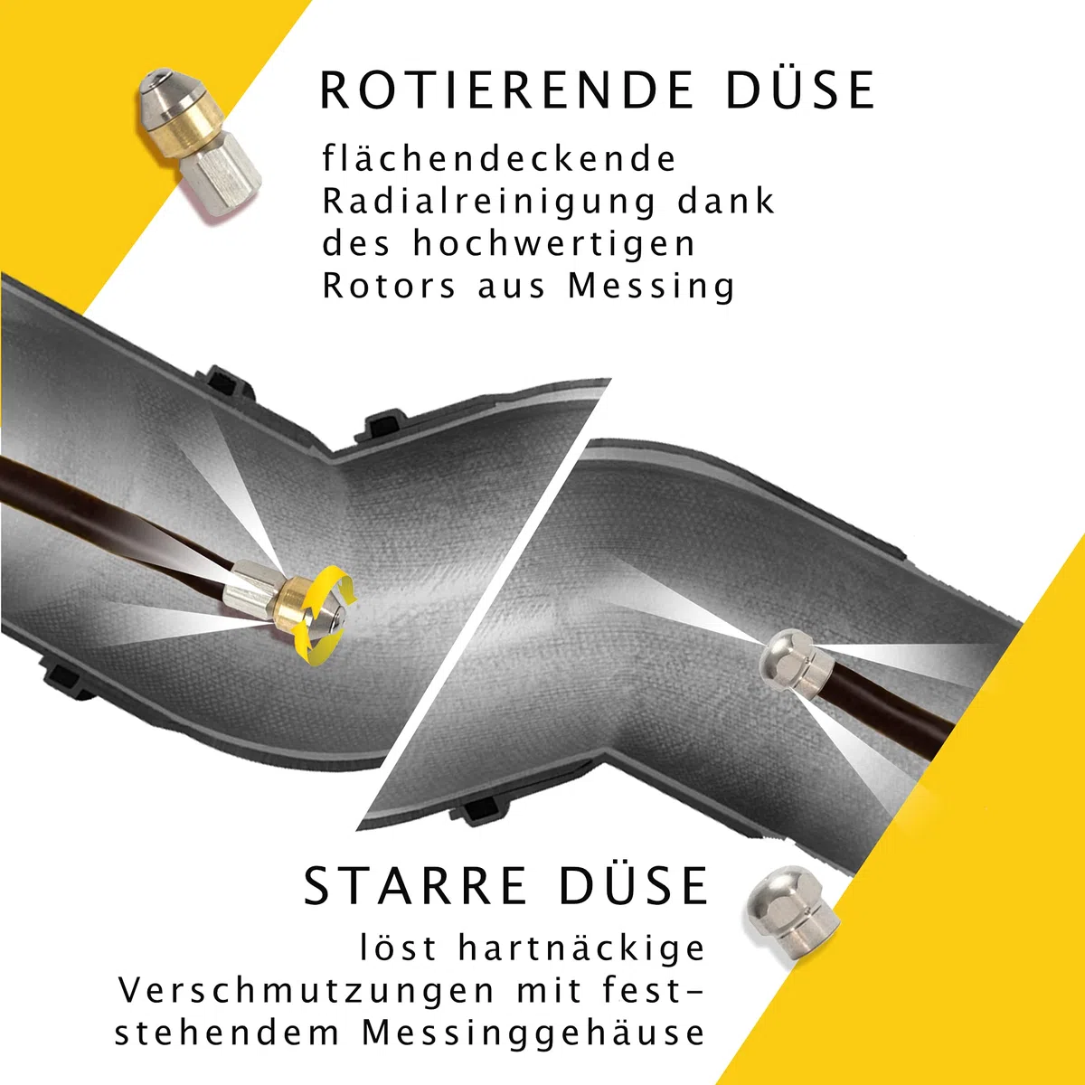 M&M Smartek manguera desatascadora 30 m compatible con Kärcher/Kränzle | Manguera flexible para desatascar tuberías y desagües; comprobar conexión, longitud, boquillas y presión antes de usar.