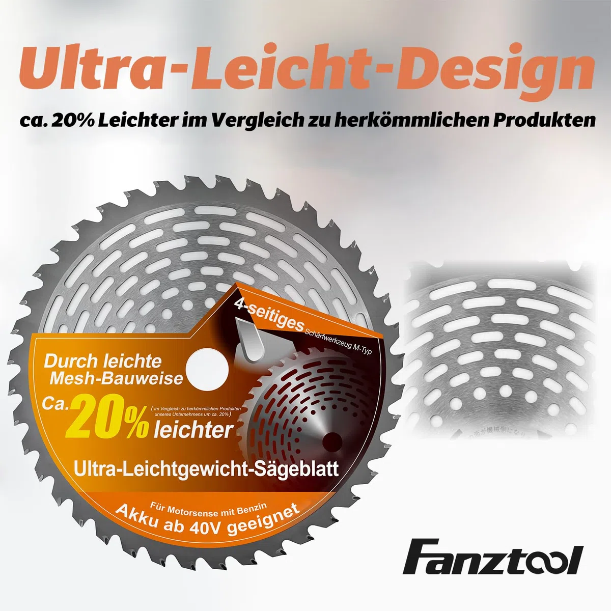FANZTOOL Juego de Hojas de Sierra 23 cm con Protector de Dientes para desbrozadoras, repuestos para recortadoras a batería y Gasolina (36Z / Ultraligera / 36Z-TB)